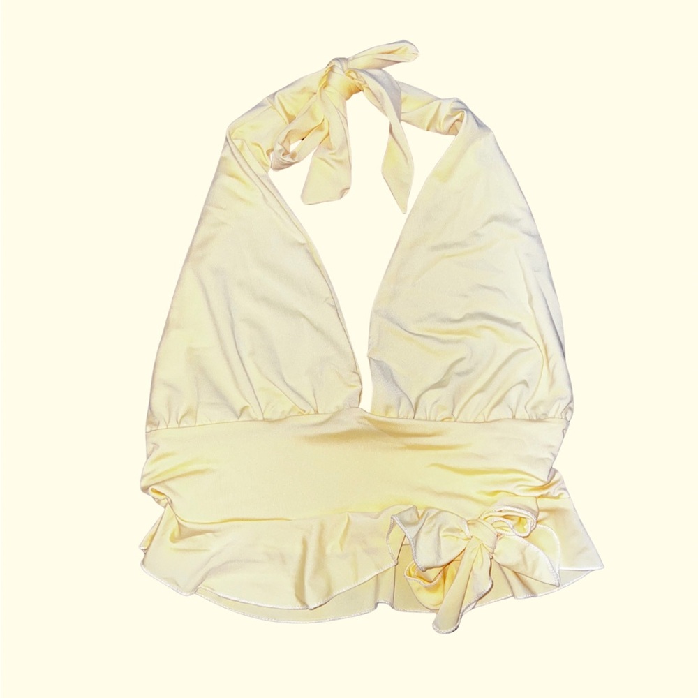 NWOT Y2K Yellow Pleated Halter Top